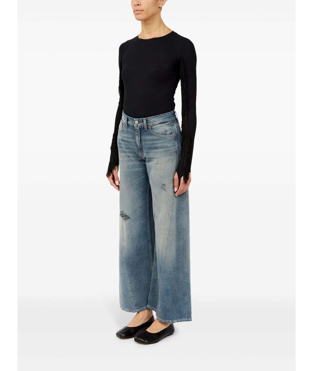 MM6 MAISON MARGIELA Синие хлопковые джинсы клеш, фото 6