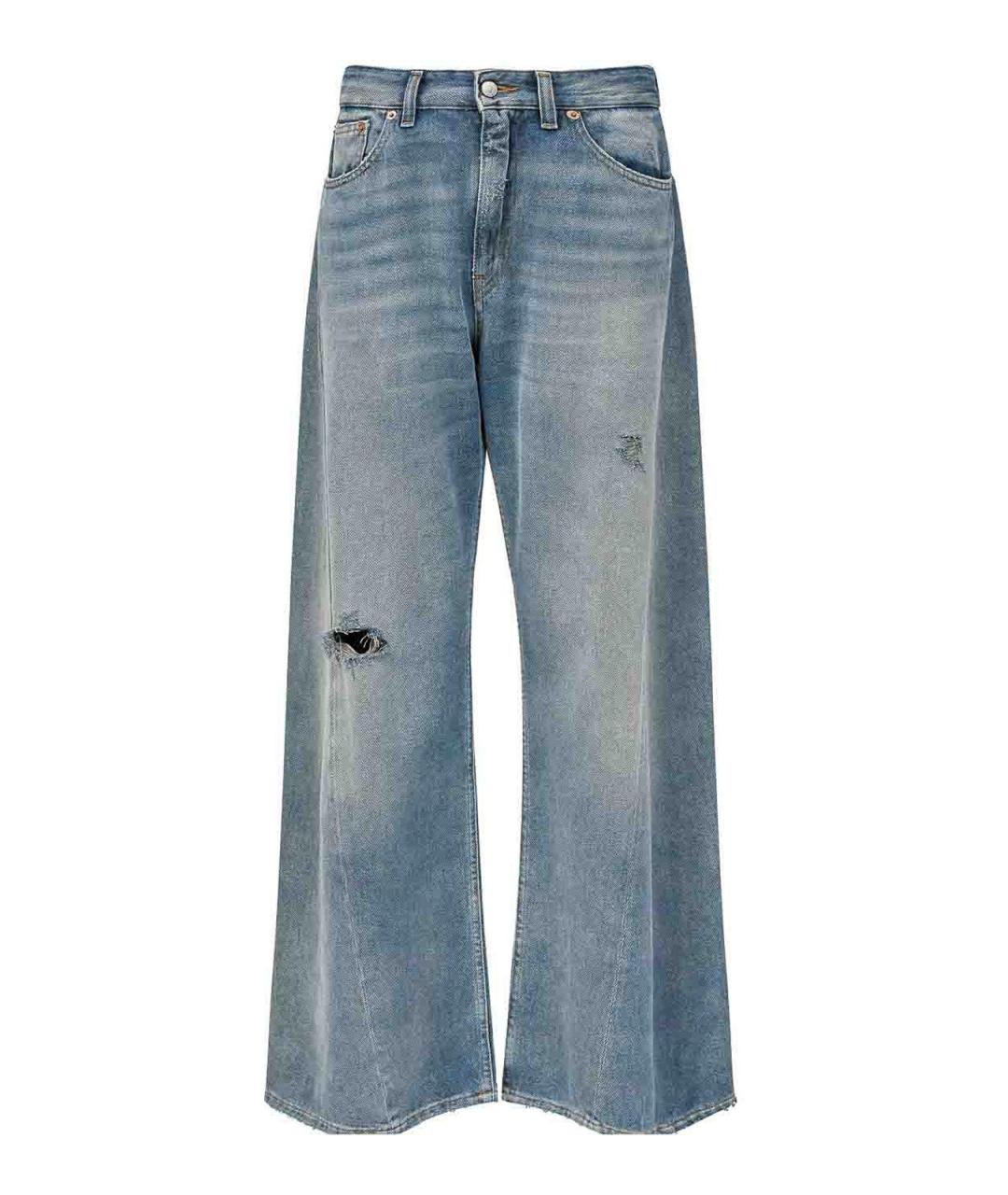 MM6 MAISON MARGIELA Синие хлопковые джинсы клеш, фото 1