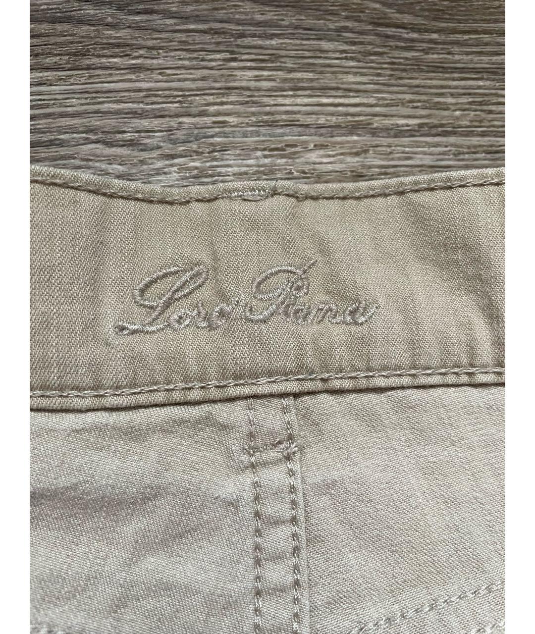 LORO PIANA Бежевые хлопко-эластановые прямые брюки, фото 3