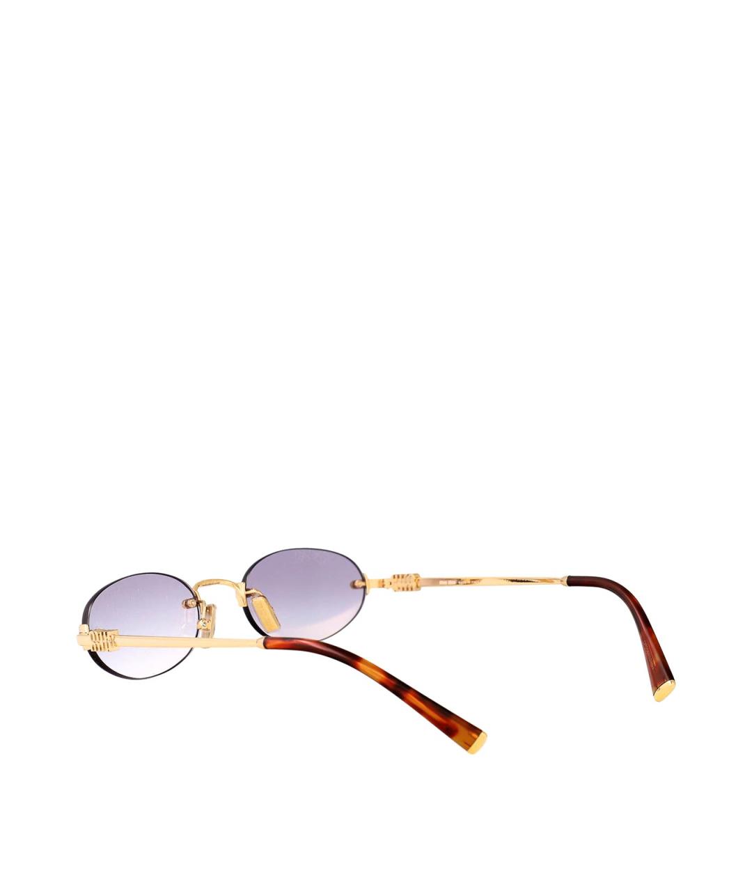 MIU MIU Золотые металлические солнцезащитные очки, фото 4