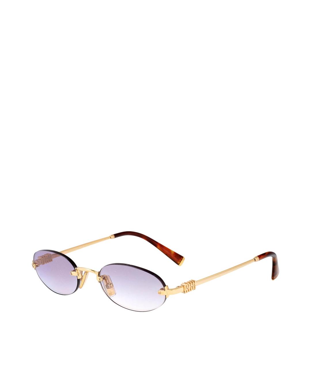 MIU MIU Золотые металлические солнцезащитные очки, фото 2