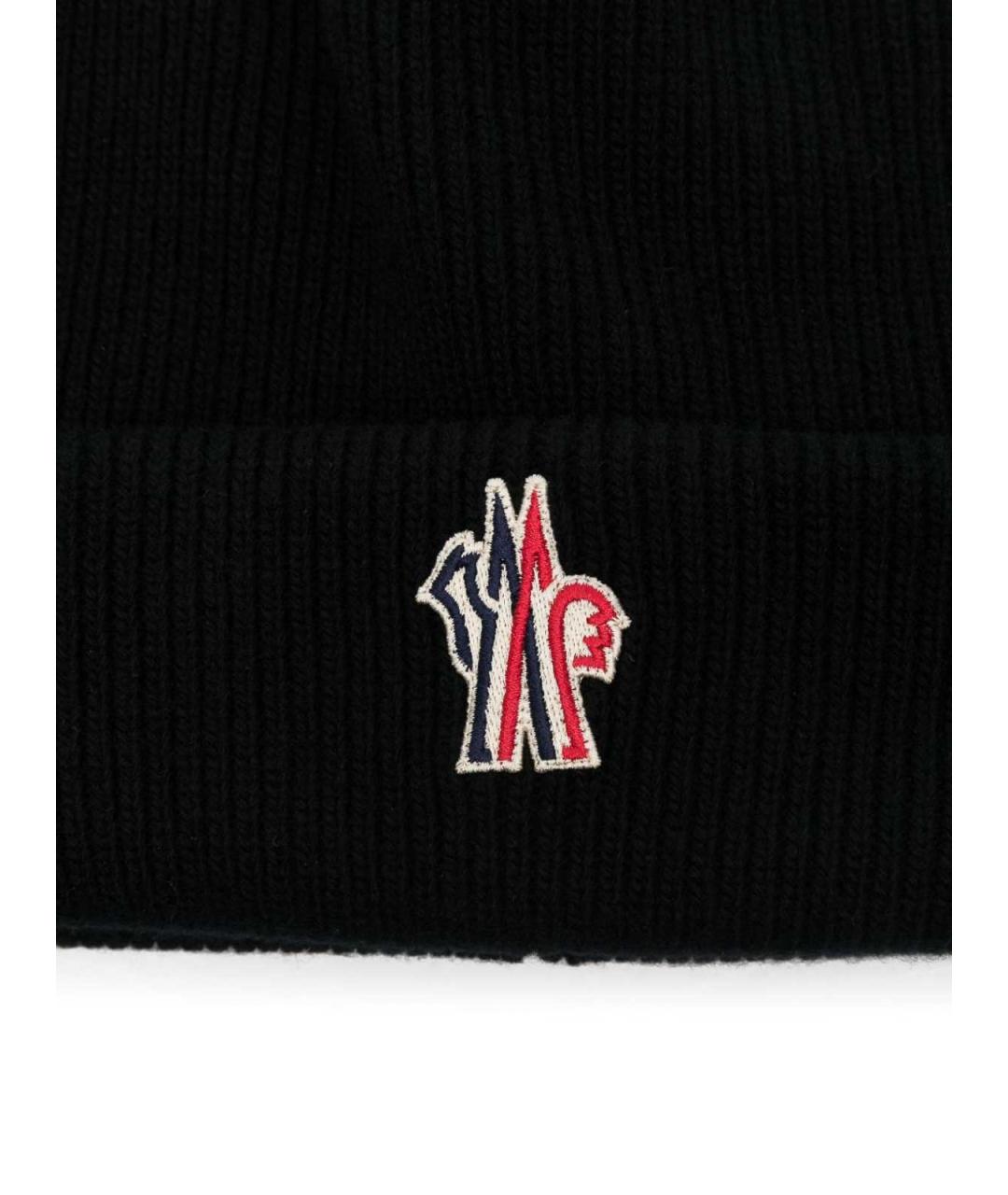 MONCLER Черная шерстяная шапка, фото 2
