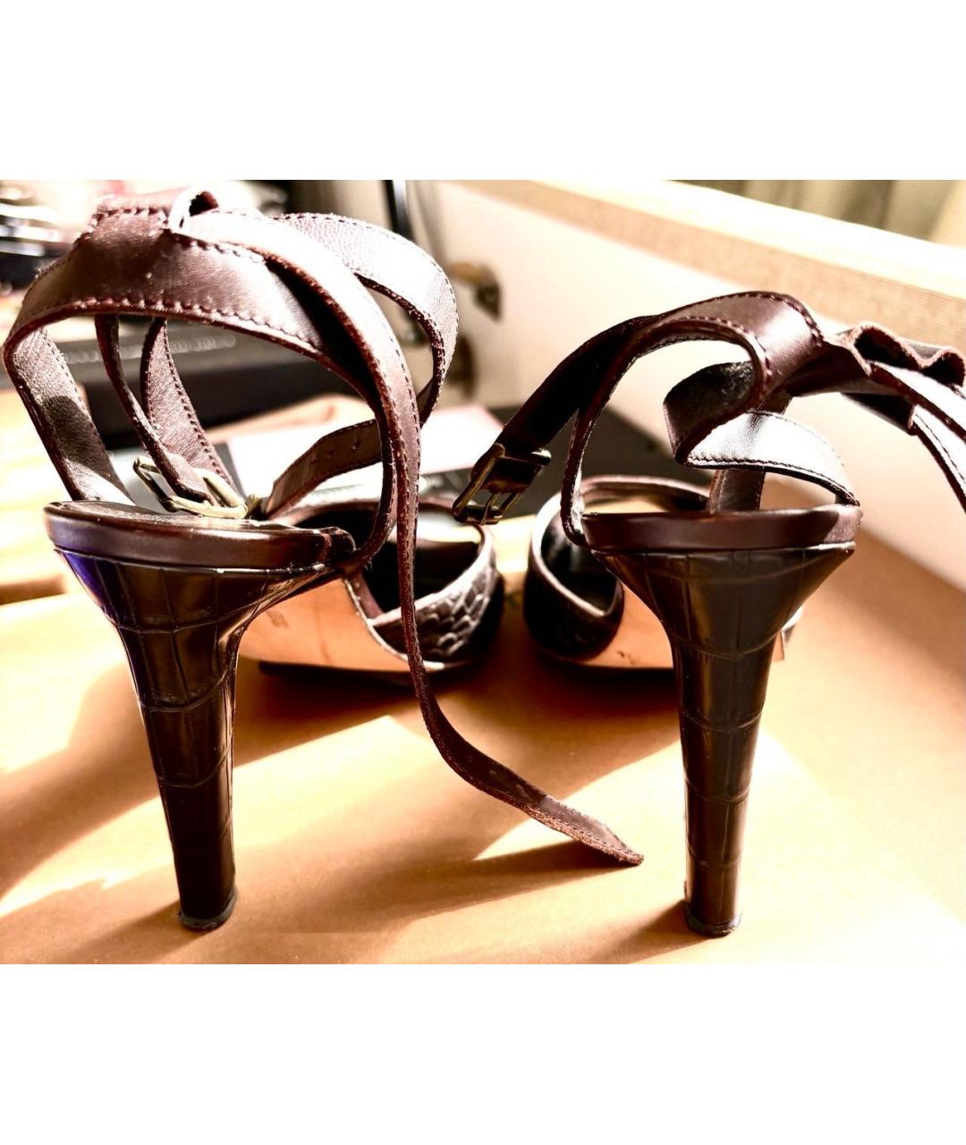 MANOLO BLAHNIK Коричневые босоножки из экзотической кожи, фото 4