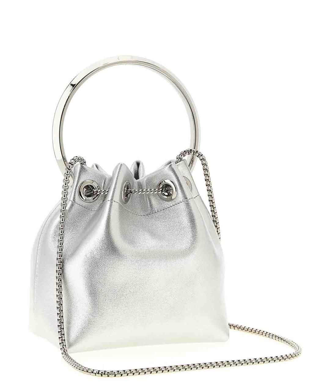 JIMMY CHOO Серебряная кожаная сумка тоут, фото 2