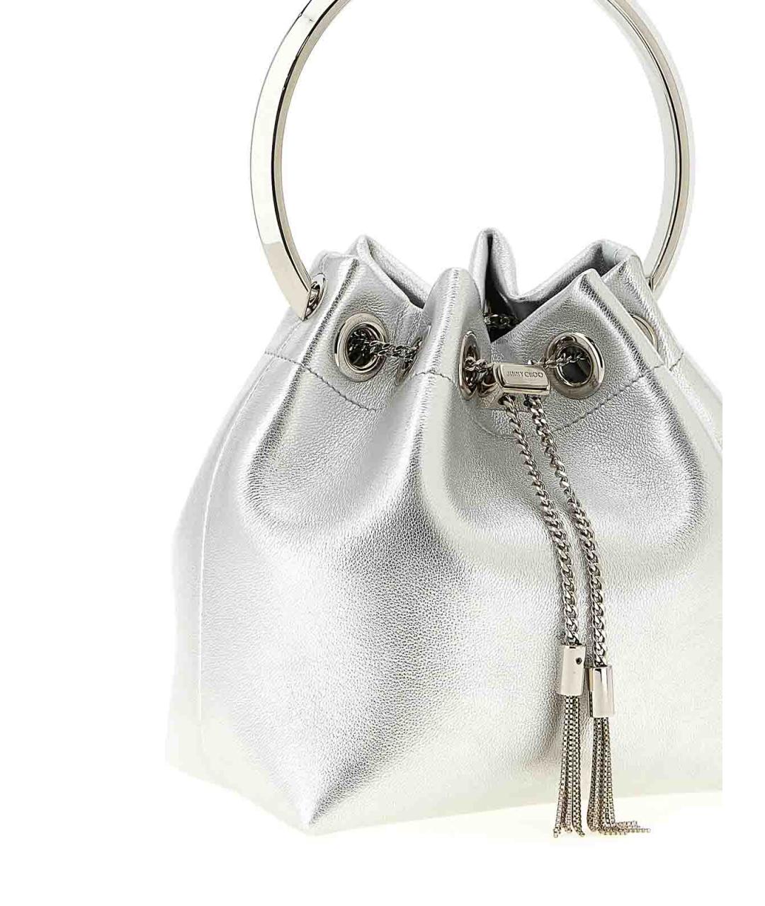JIMMY CHOO Серебряная кожаная сумка тоут, фото 3