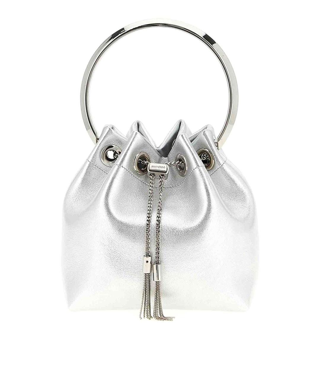 JIMMY CHOO Серебряная кожаная сумка тоут, фото 1