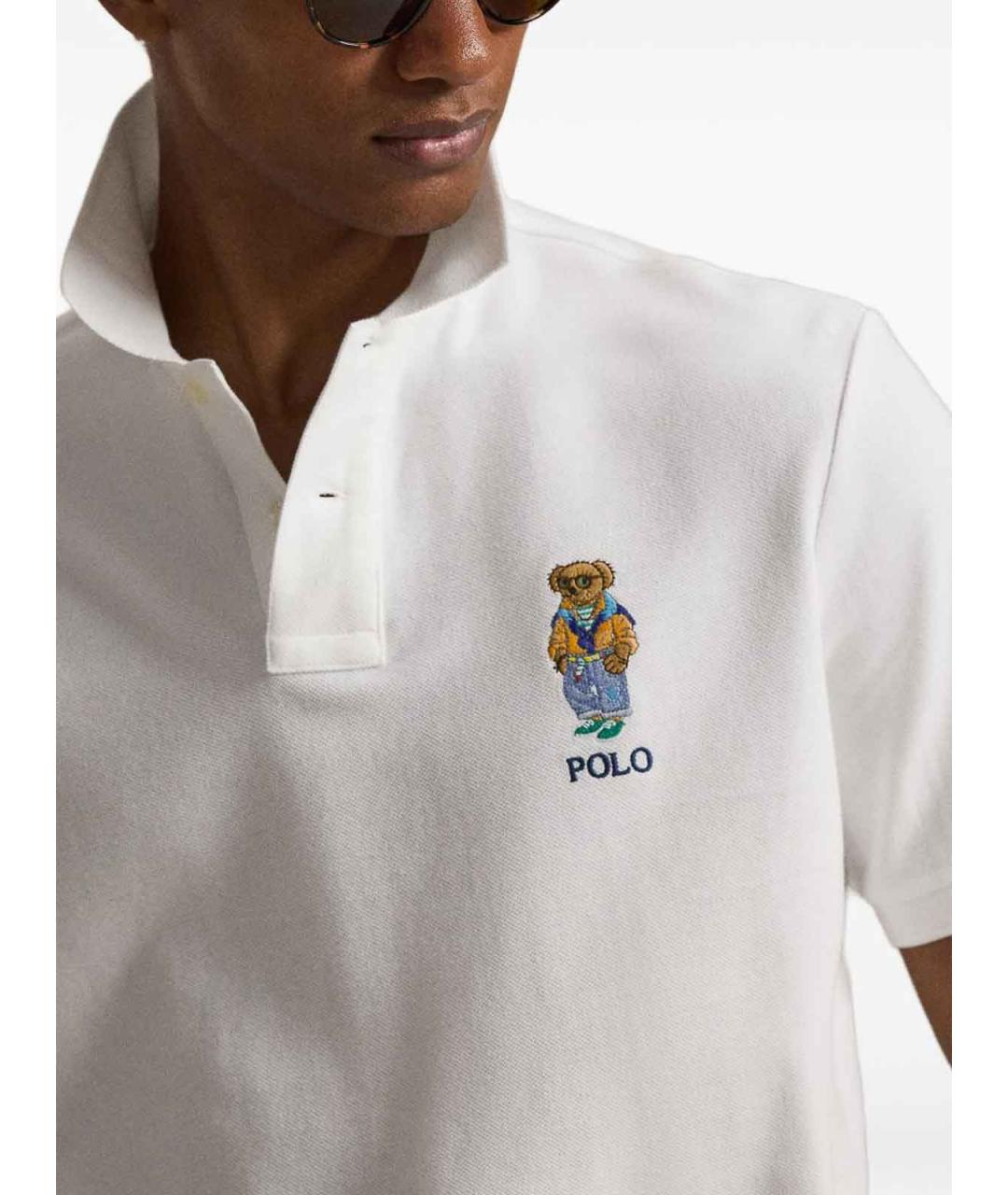 POLO RALPH LAUREN Белое хлопковое поло с коротким рукавом, фото 5