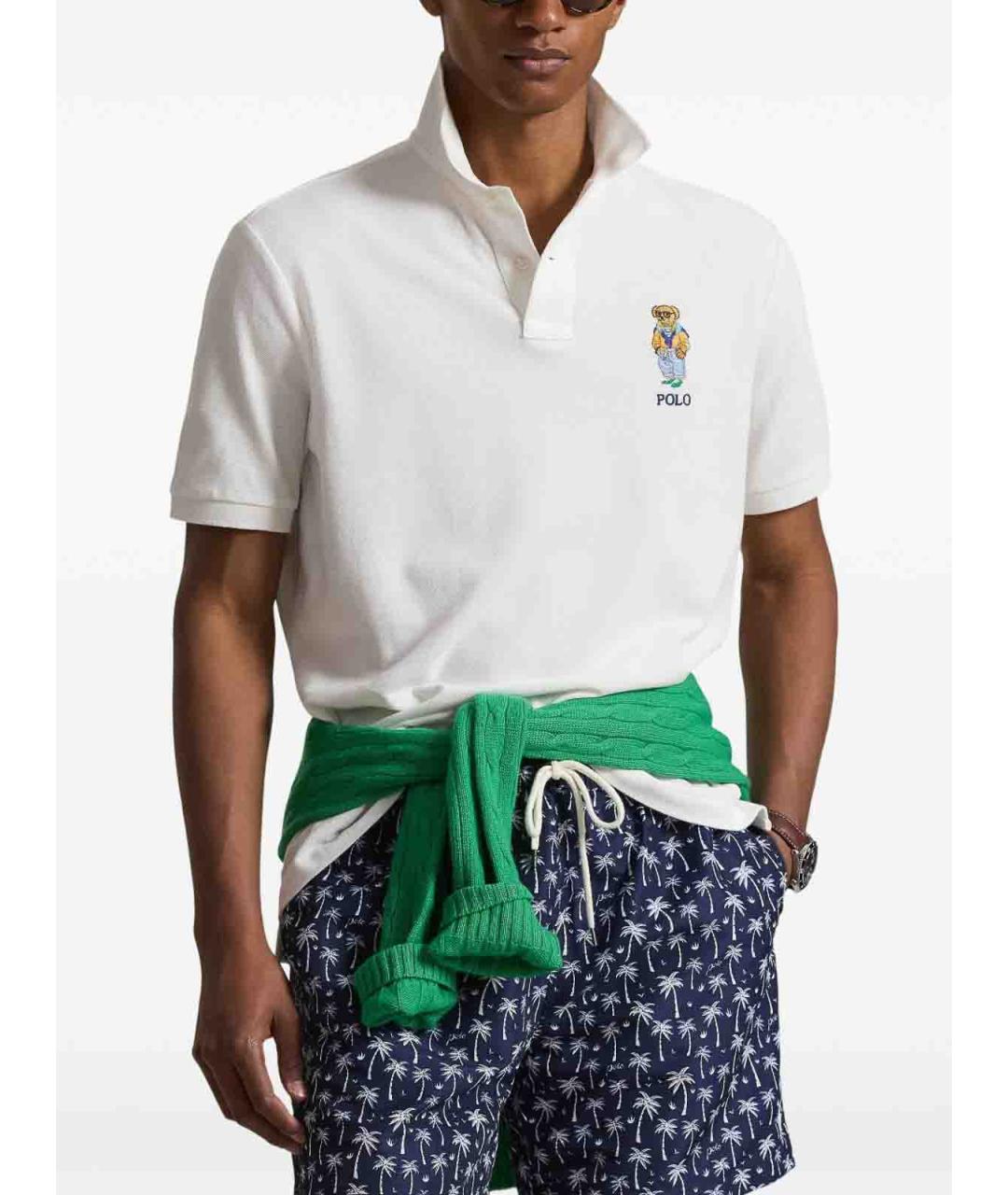 POLO RALPH LAUREN Белое хлопковое поло с коротким рукавом, фото 2