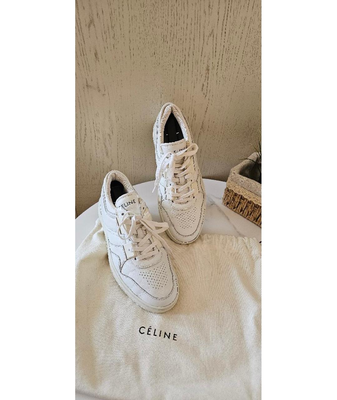 CELINE Белые кожаные кеды, фото 7