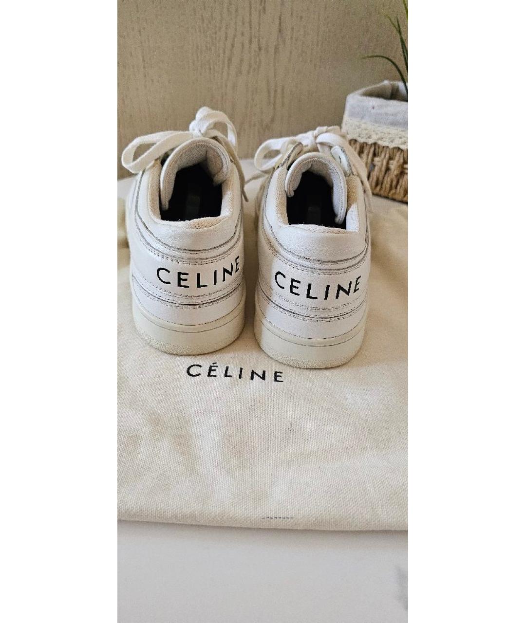 CELINE Белые кожаные кеды, фото 4