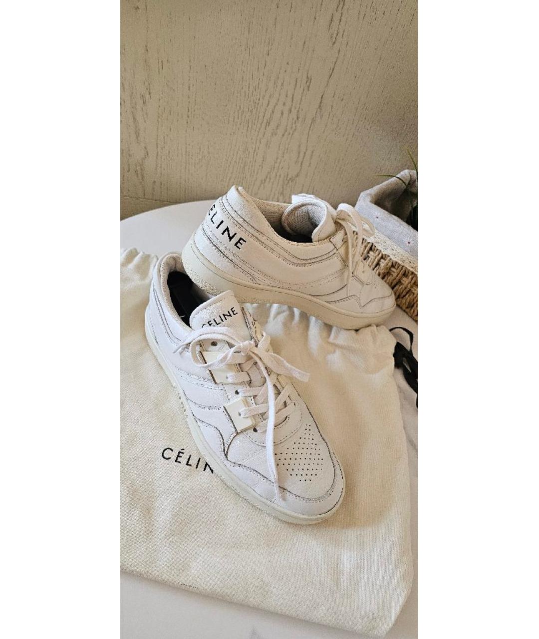 CELINE Белые кожаные кеды, фото 8