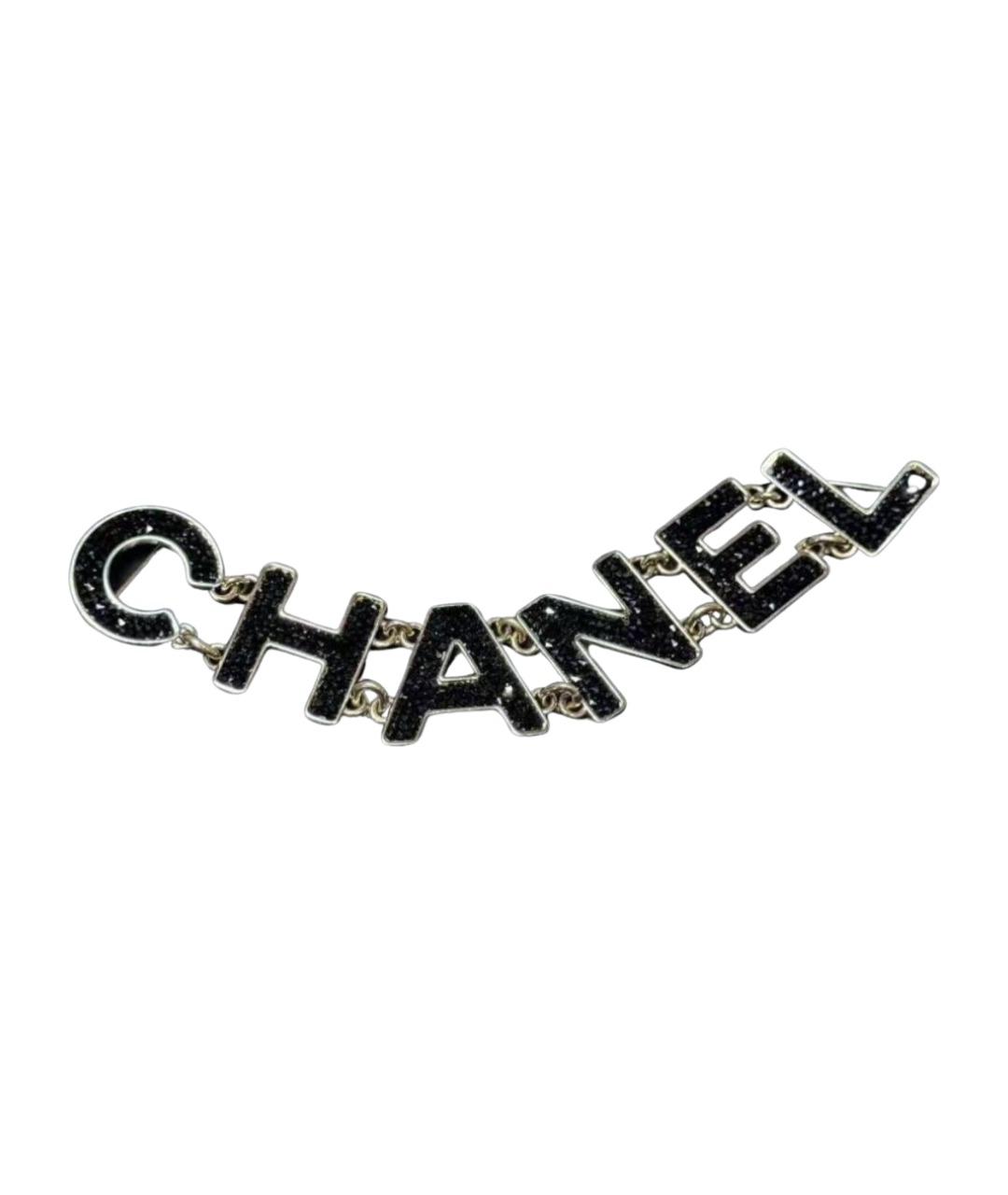 CHANEL Черная металлическая булавка / брошь, фото 1