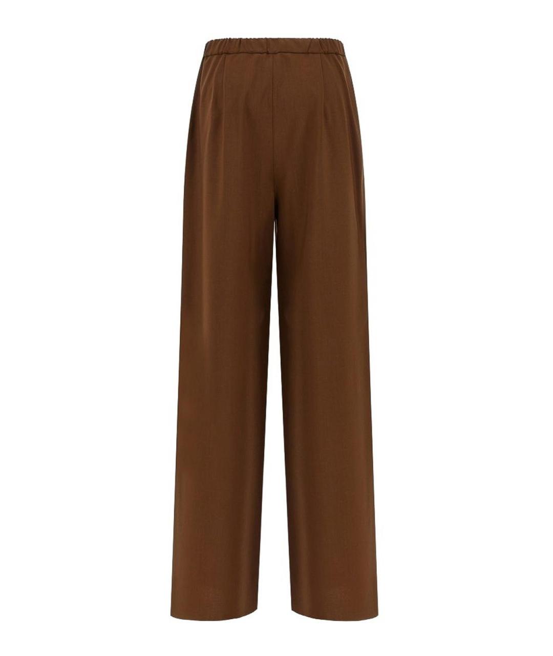 MAX MARA Коричневые шерстяные спортивные брюки и шорты, фото 2