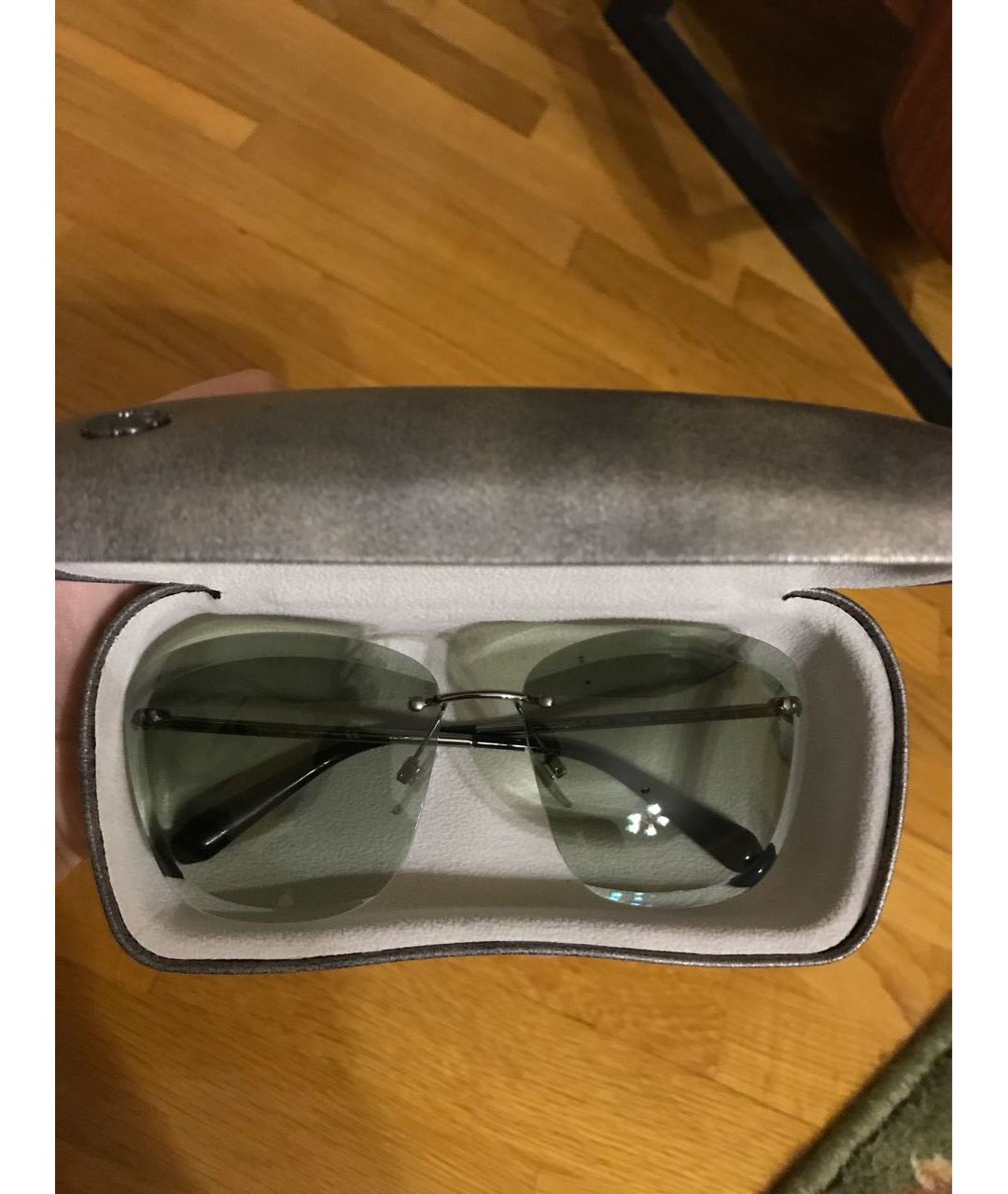 CHANEL PRE-OWNED Зеленые металлические солнцезащитные очки, фото 5
