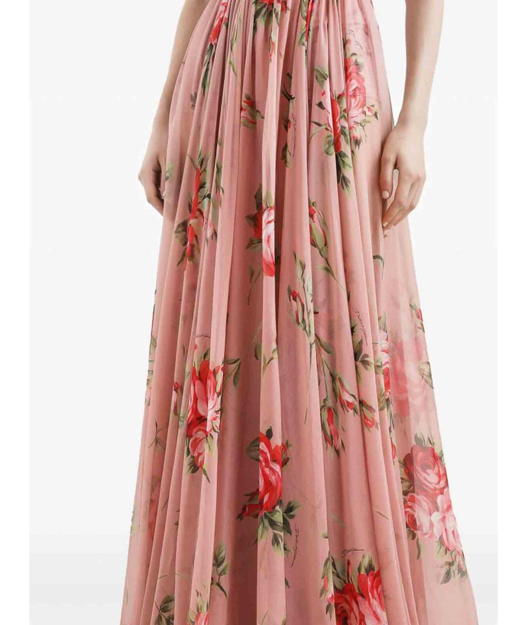DOLCE&GABBANA Розовое шелковое коктейльное платье, фото 2