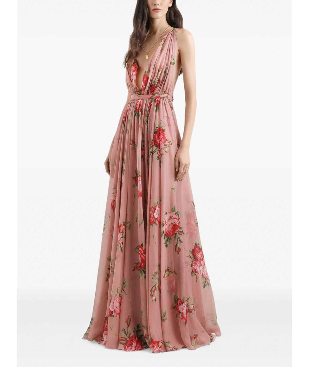 DOLCE&GABBANA Розовое шелковое коктейльное платье, фото 3