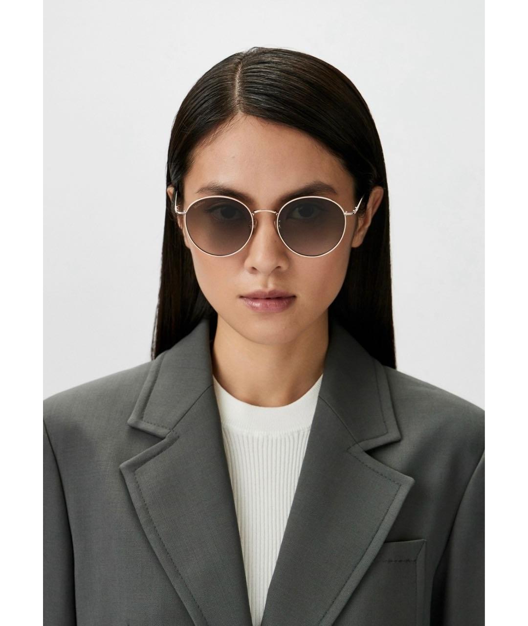 MAX MARA Золотые металлические солнцезащитные очки, фото 5