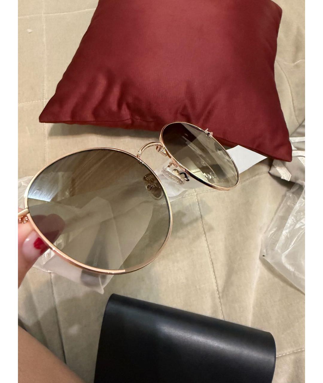 MAX MARA Золотые металлические солнцезащитные очки, фото 3