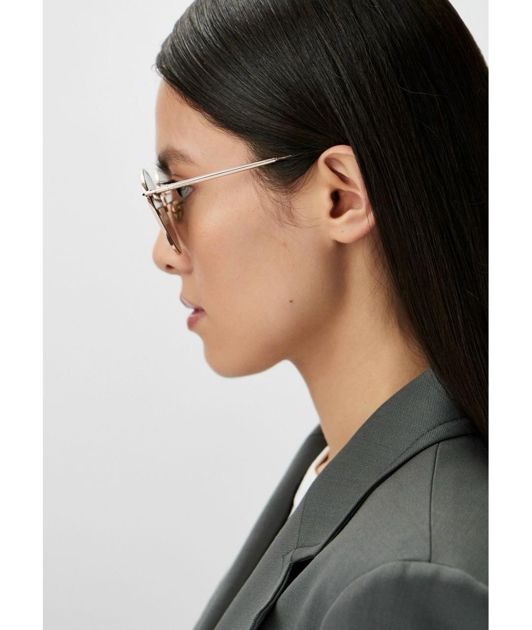 MAX MARA Золотые металлические солнцезащитные очки, фото 6