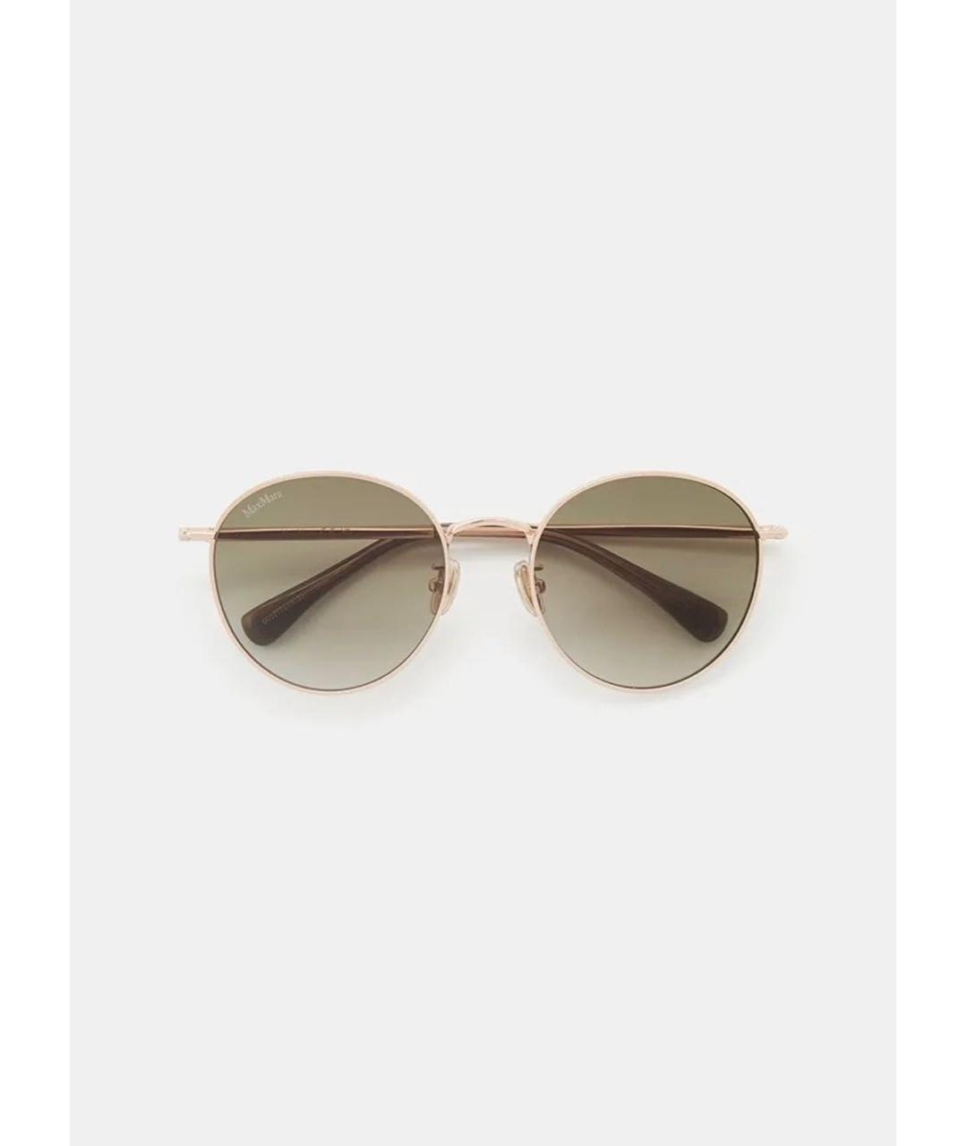 MAX MARA Золотые металлические солнцезащитные очки, фото 7