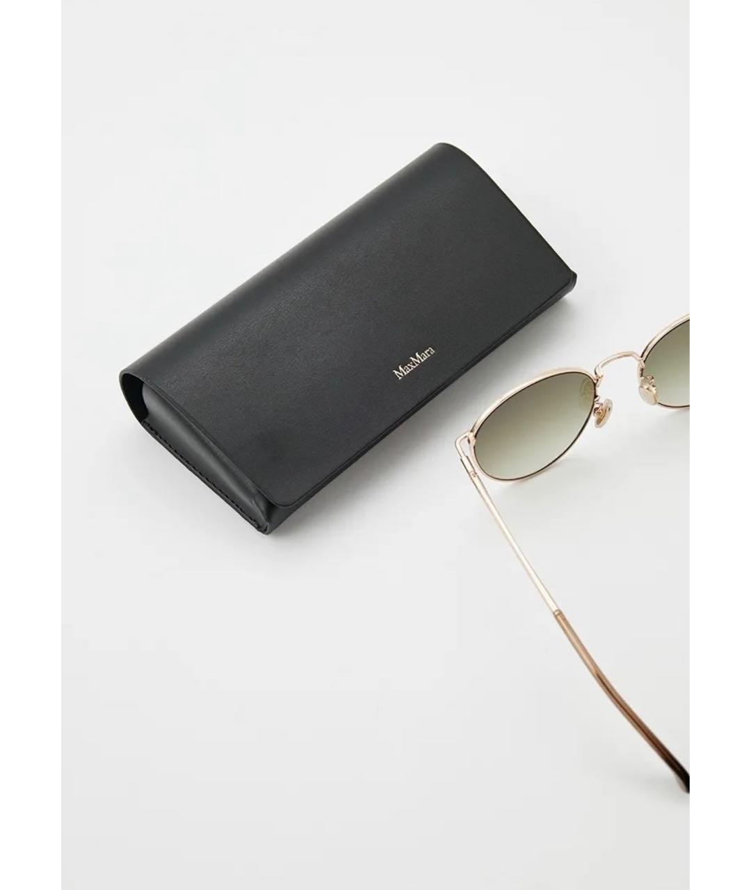 MAX MARA Золотые металлические солнцезащитные очки, фото 4