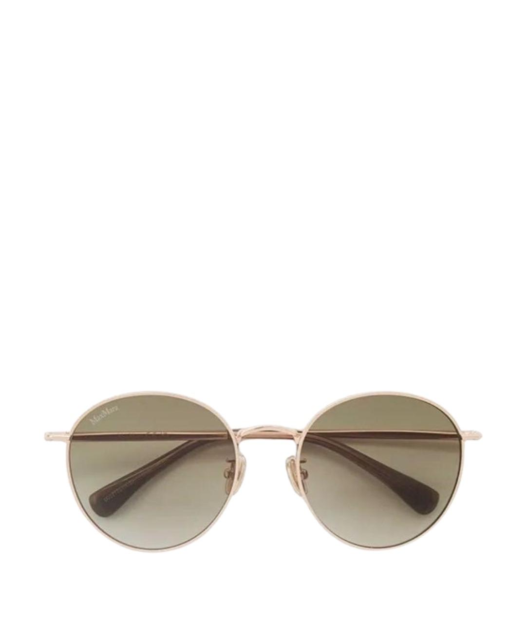 MAX MARA Золотые металлические солнцезащитные очки, фото 1