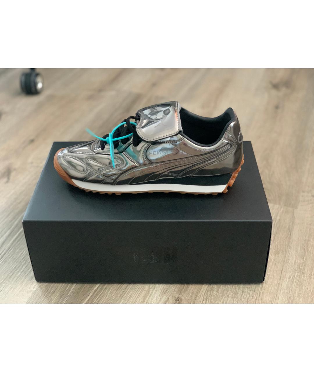 PUMA Серебряные кожаные низкие кроссовки / кеды, фото 6