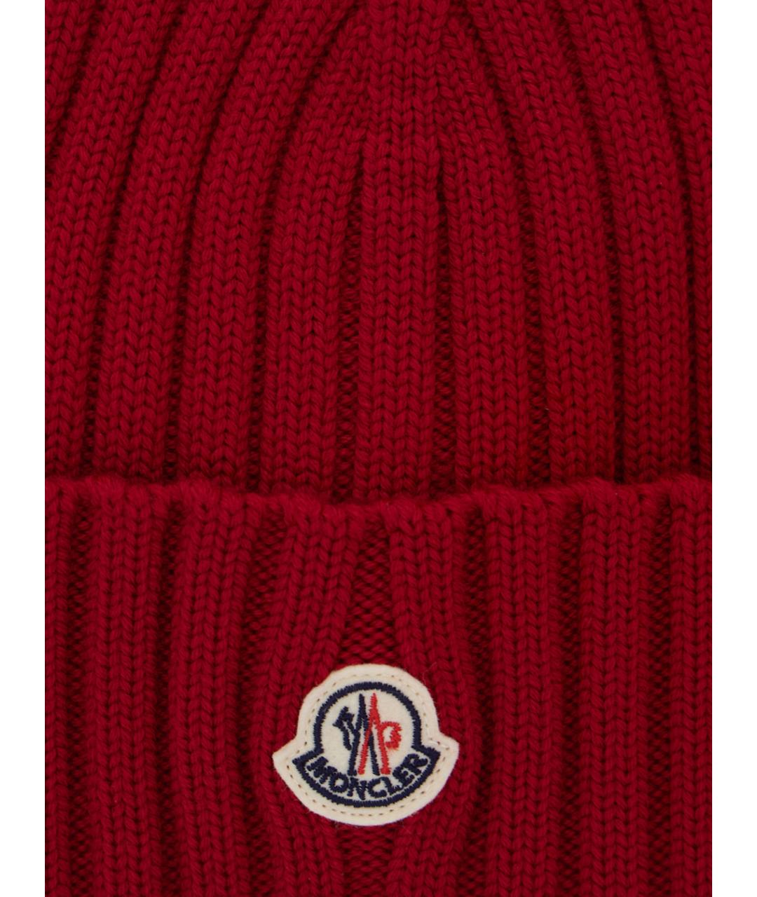 MONCLER Красная шерстяная шапка, фото 3