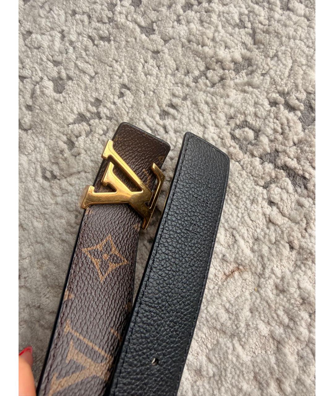 LOUIS VUITTON Коричневый кожаный ремень, фото 3