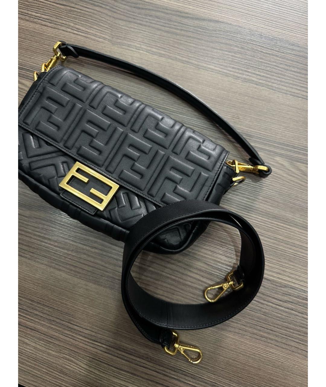 FENDI Черная кожаная сумка через плечо, фото 8