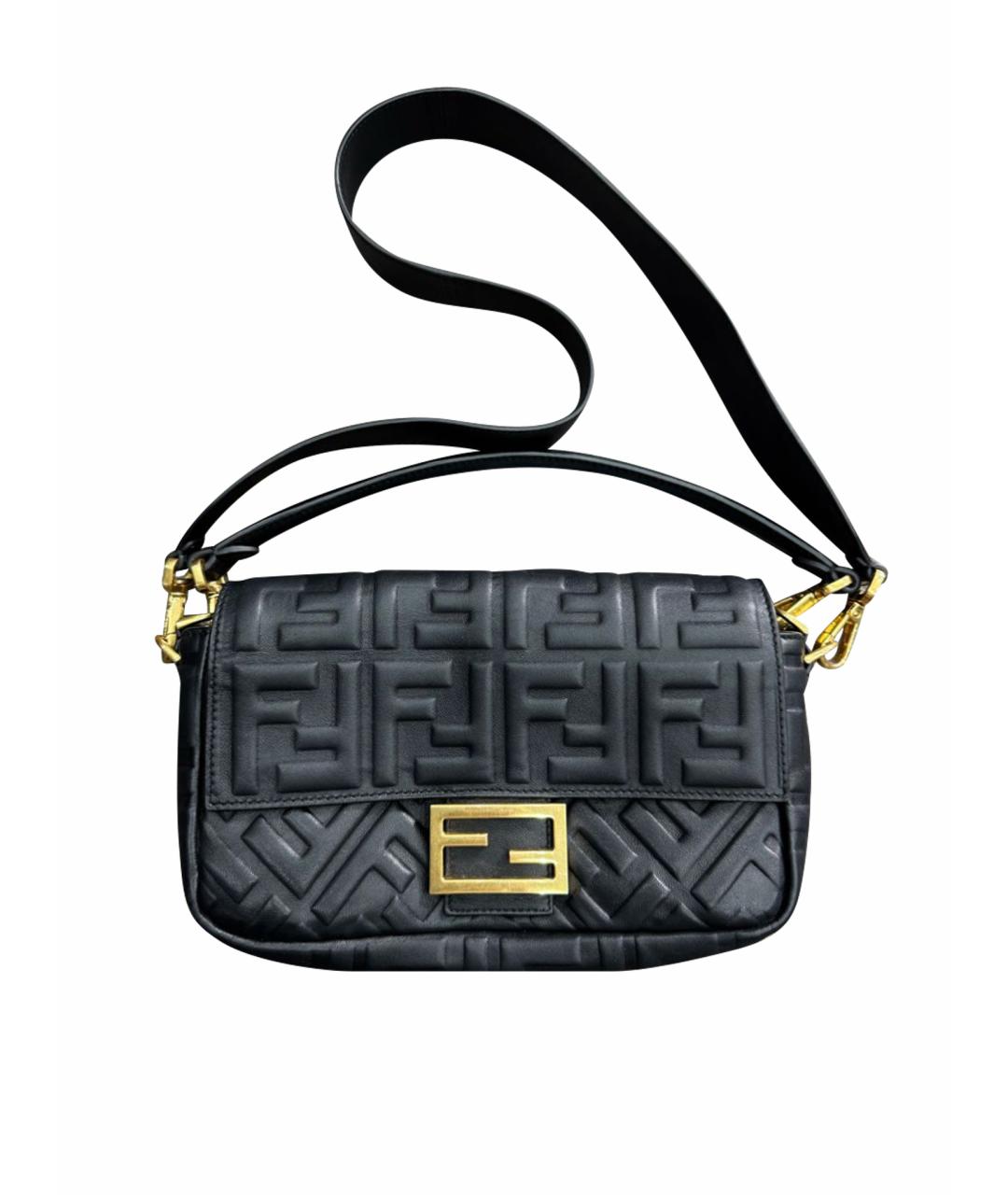 FENDI Черная кожаная сумка через плечо, фото 1