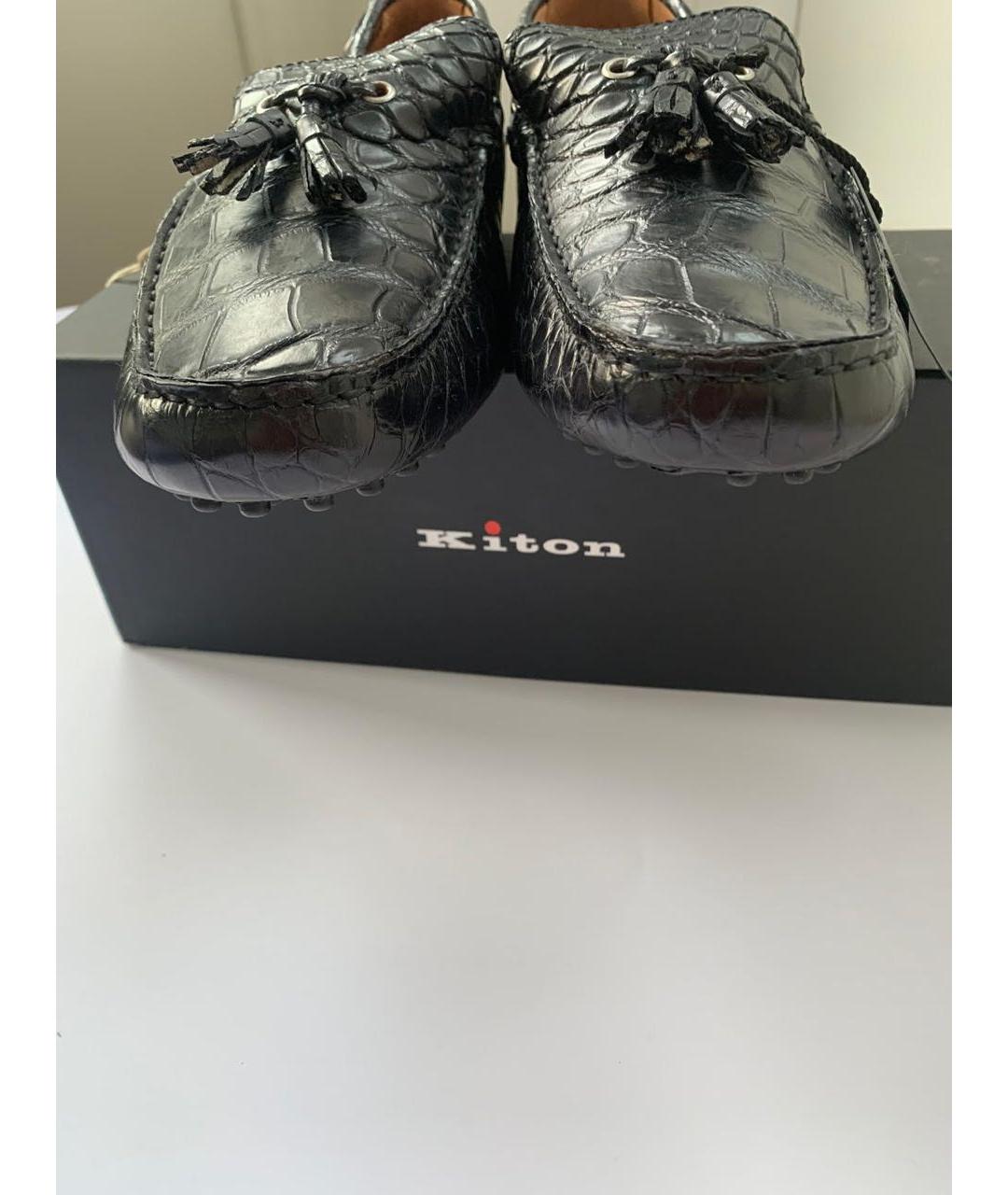 KITON Черные мокасины из экзотической кожи, фото 2