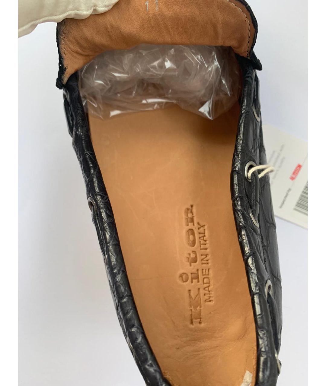KITON Черные мокасины из экзотической кожи, фото 5