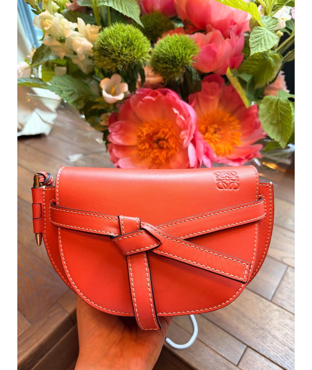 LOEWE Оранжевая кожаная поясная сумка, фото 9