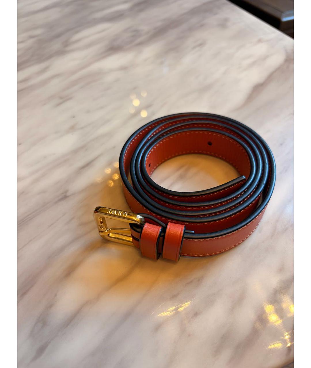 LOEWE Оранжевая кожаная поясная сумка, фото 7