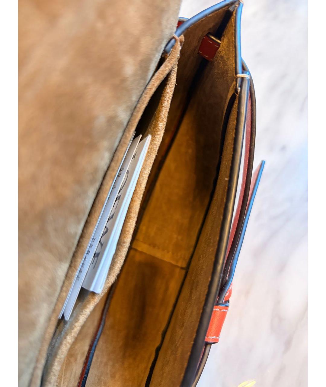 LOEWE Оранжевая кожаная поясная сумка, фото 5