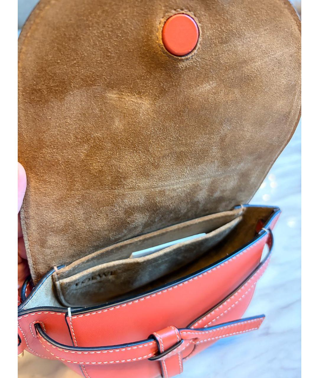 LOEWE Оранжевая кожаная поясная сумка, фото 6
