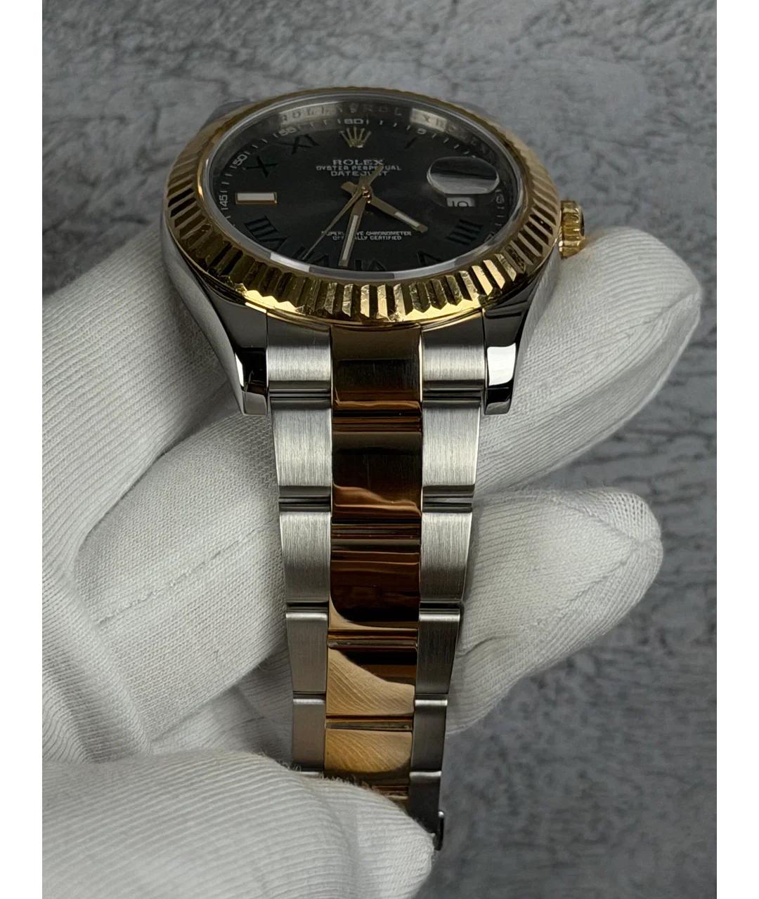 ROLEX Серые часы из желтого золота, фото 5