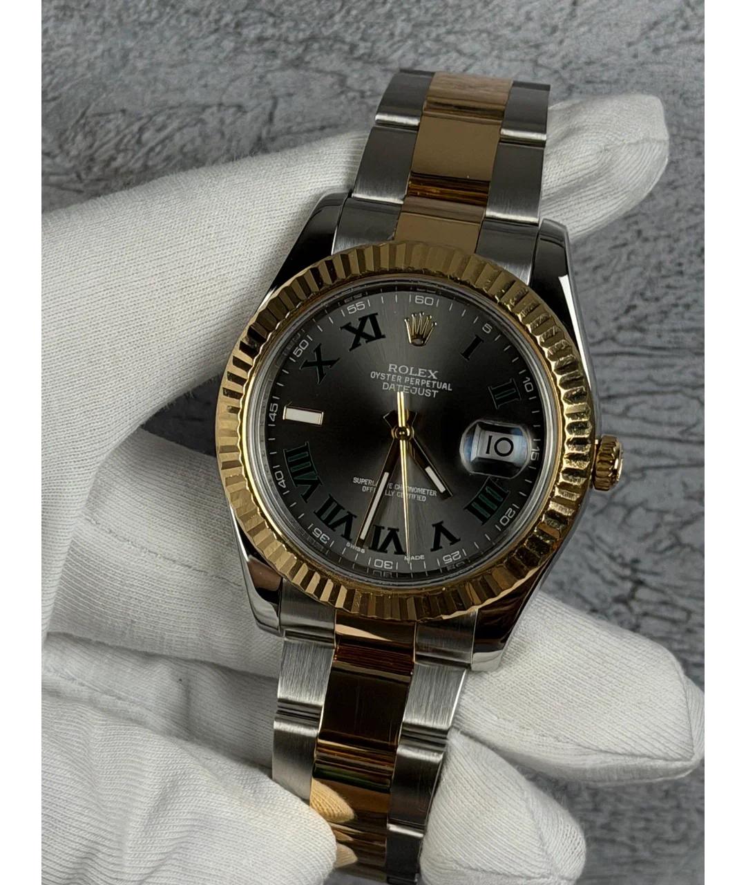 ROLEX Серые часы из желтого золота, фото 2
