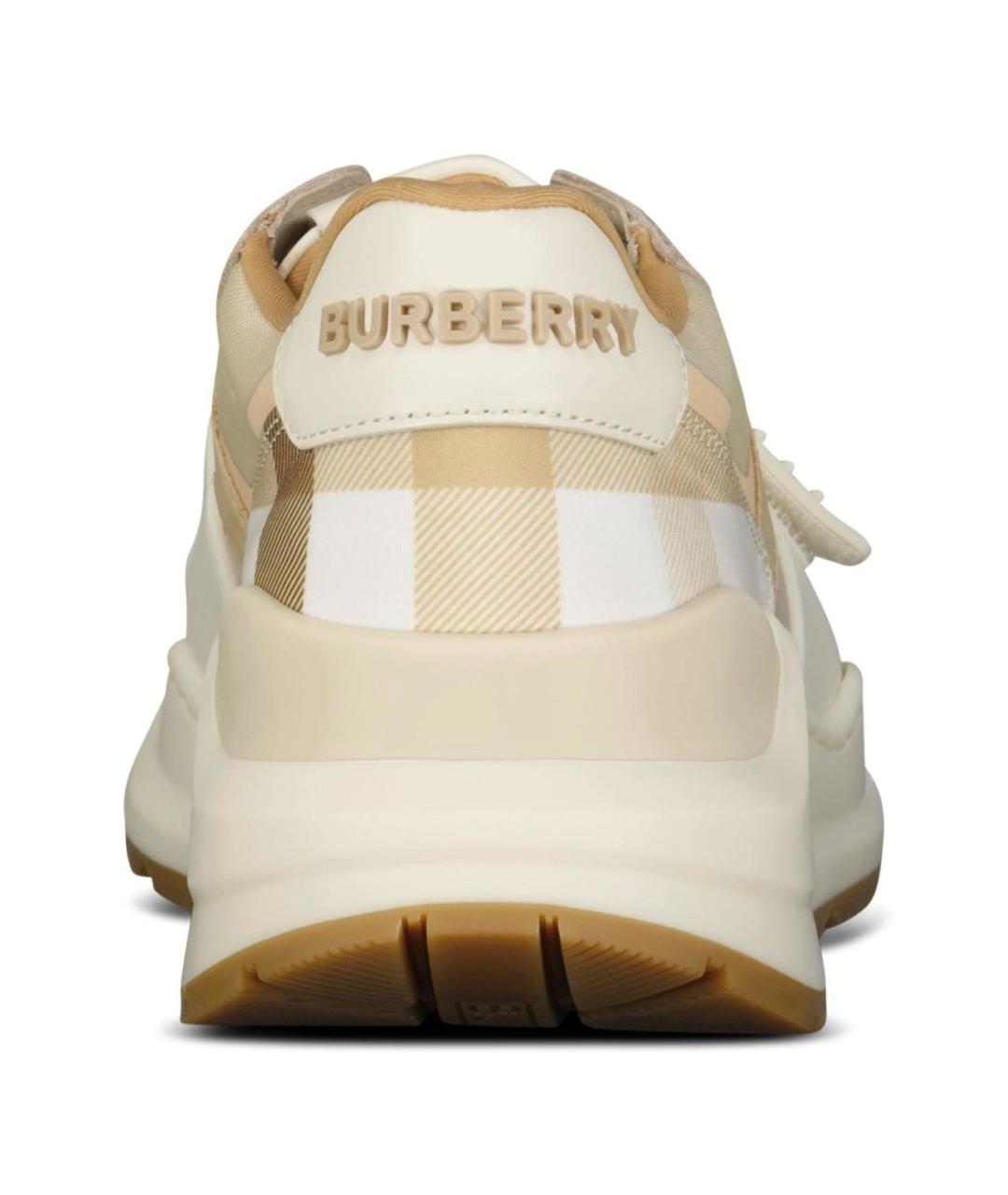 BURBERRY Бежевые кожаные кроссовки, фото 4