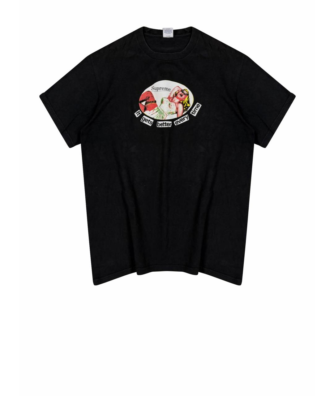 SUPREME Черная хлопковая футболка, фото 1