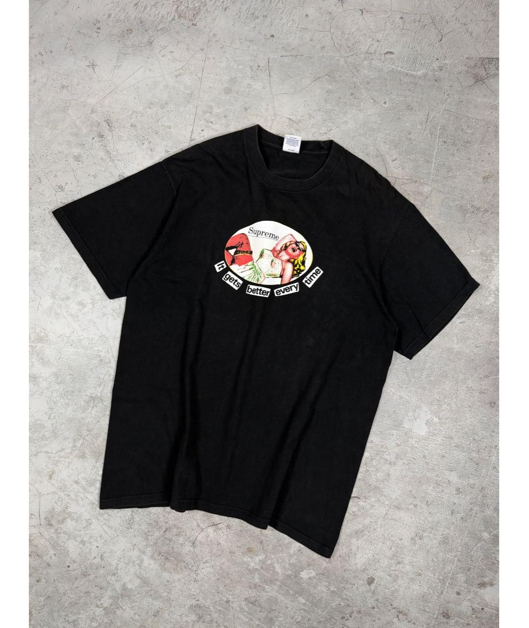 SUPREME Черная хлопковая футболка, фото 8