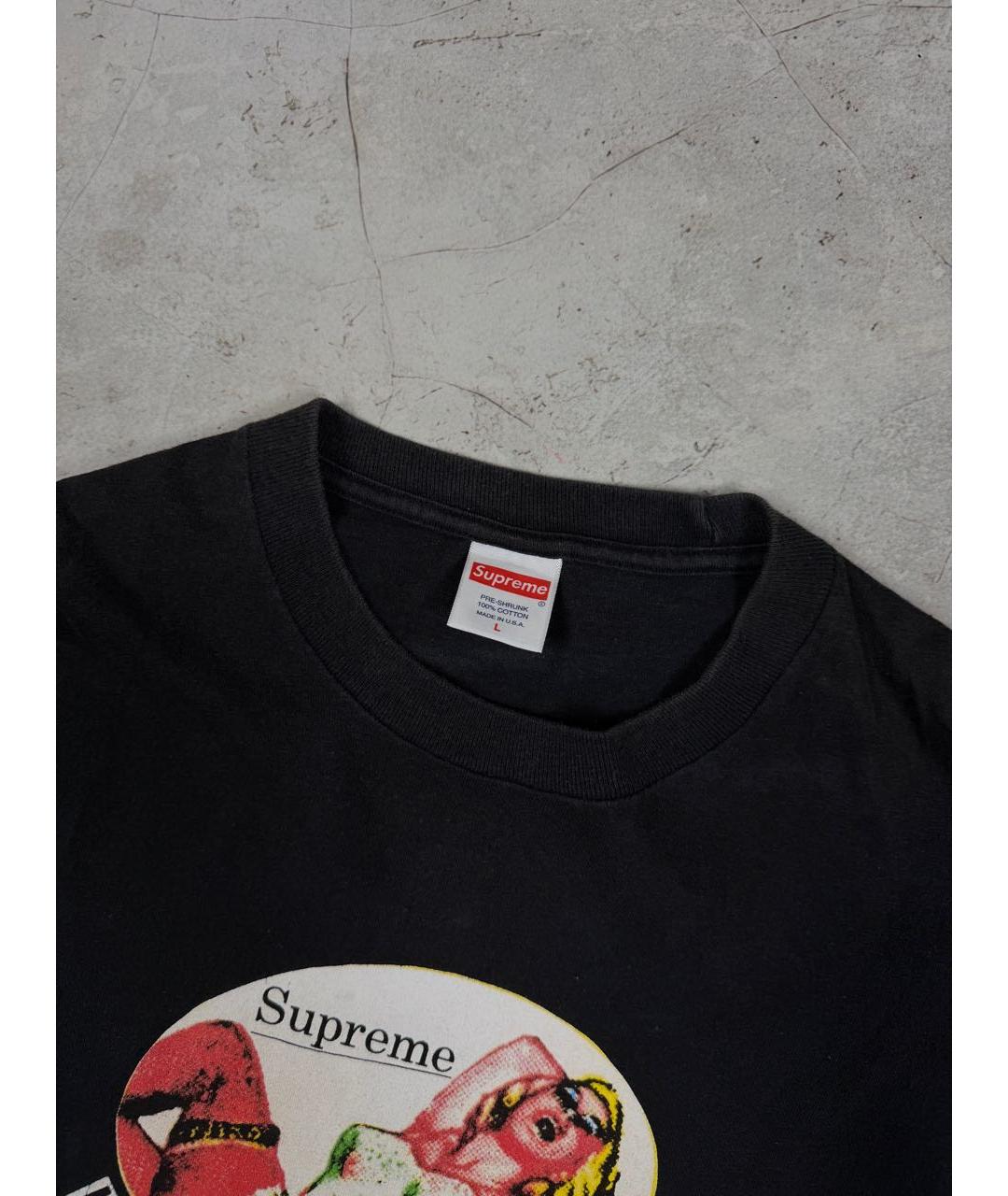 SUPREME Черная хлопковая футболка, фото 5