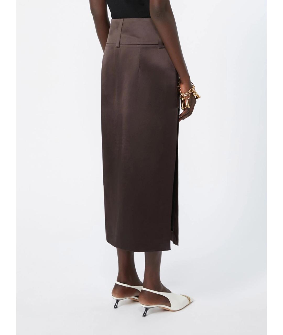 SPORTMAX Коричневая ацетатная юбка миди, фото 4