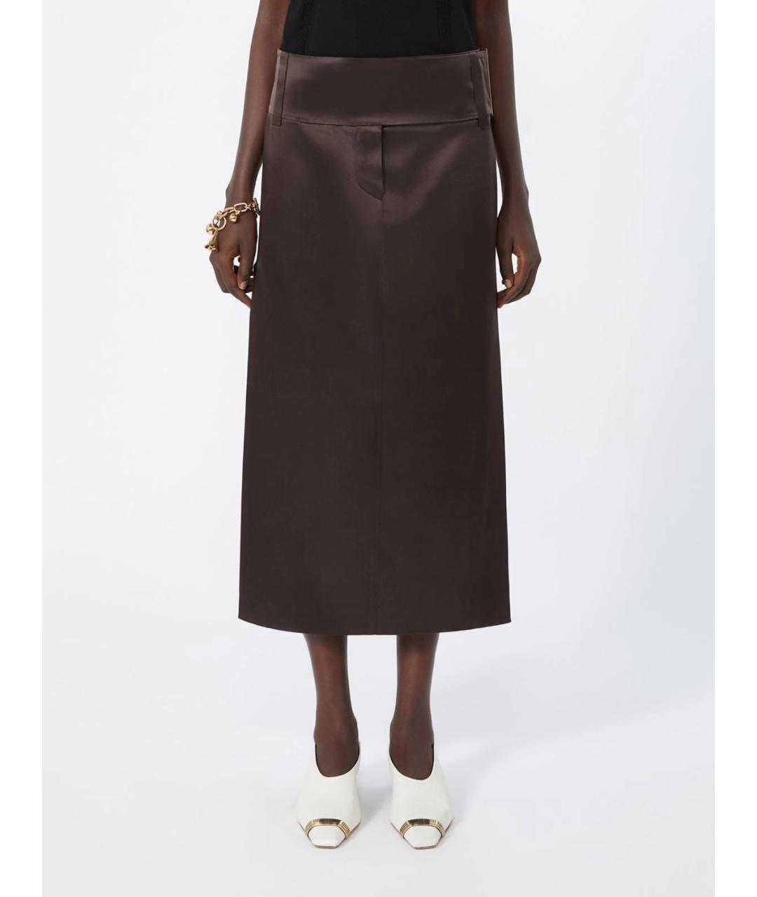SPORTMAX Коричневая ацетатная юбка миди, фото 3