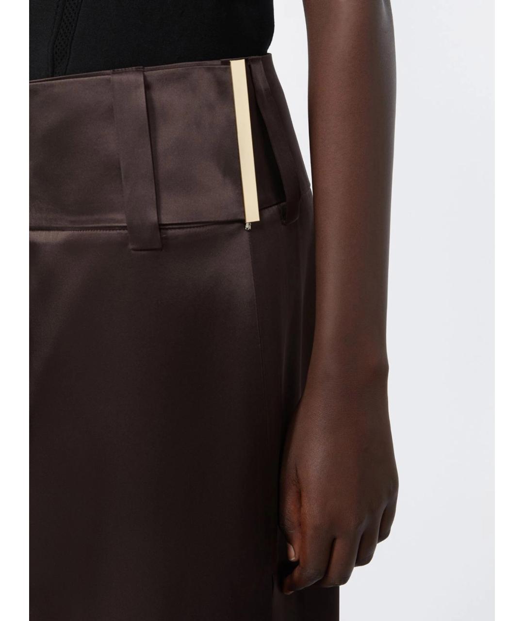 SPORTMAX Коричневая ацетатная юбка миди, фото 5