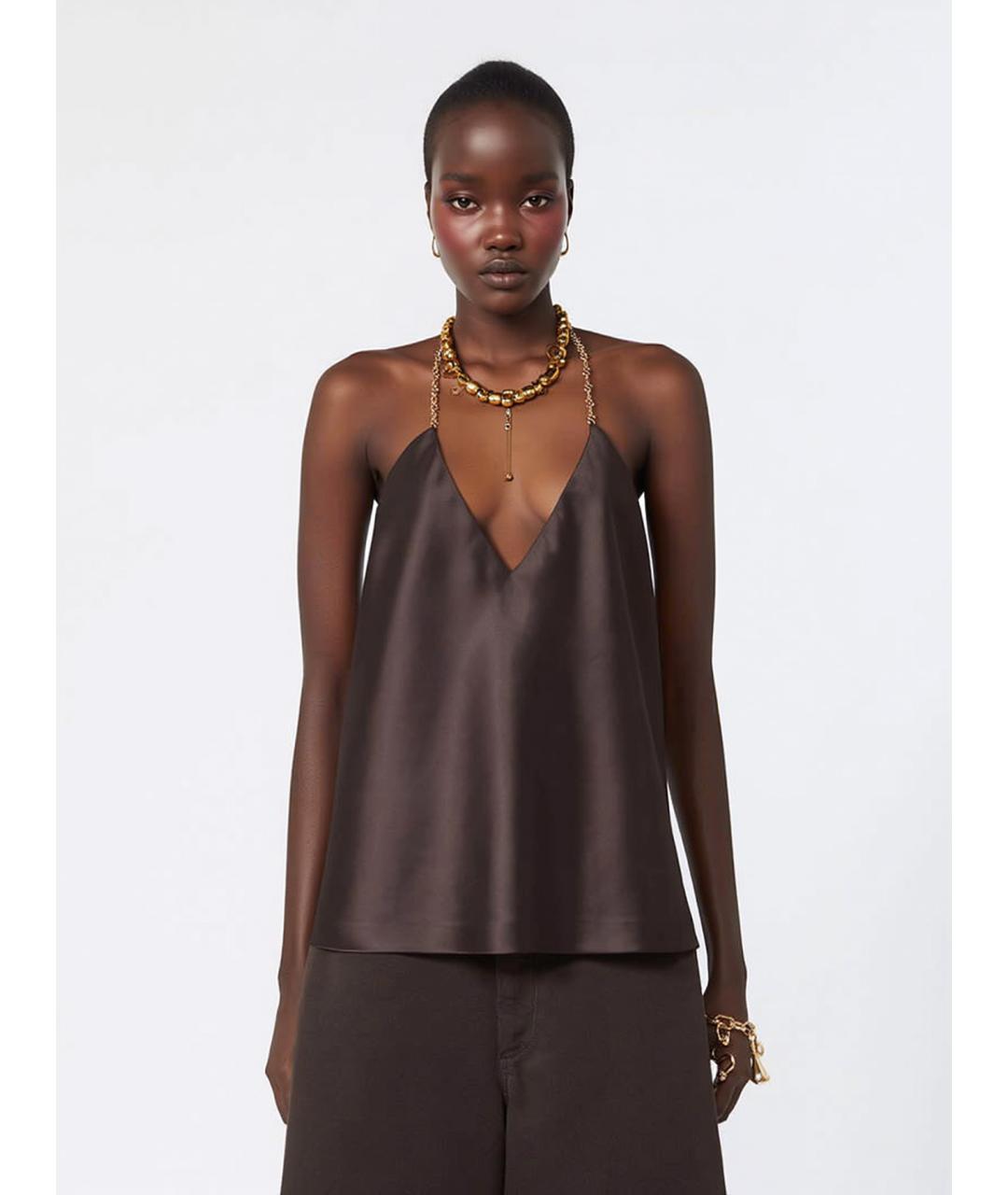 SPORTMAX Коричневая ацетатная блузы, фото 3