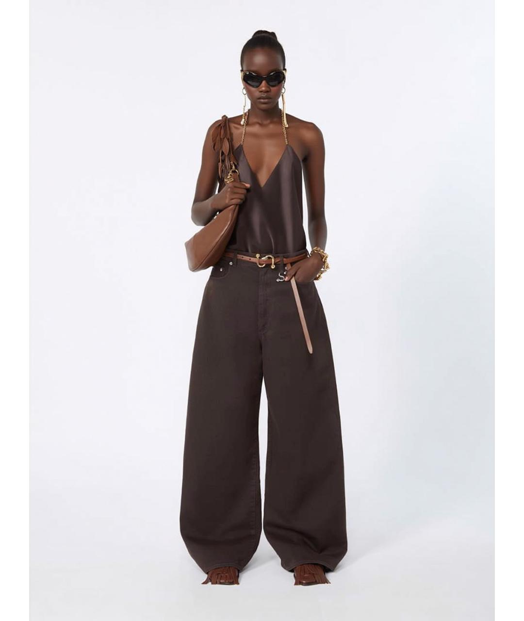 SPORTMAX Коричневая ацетатная блузы, фото 2