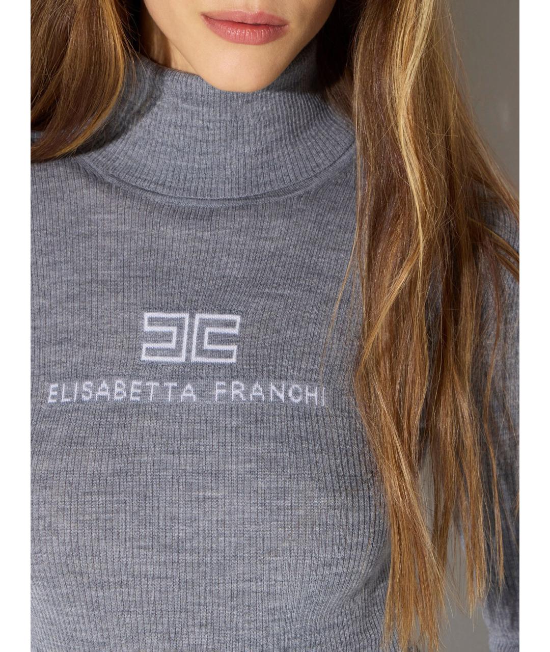 ELISABETTA FRANCHI Серая шерстяная водолазка, фото 4