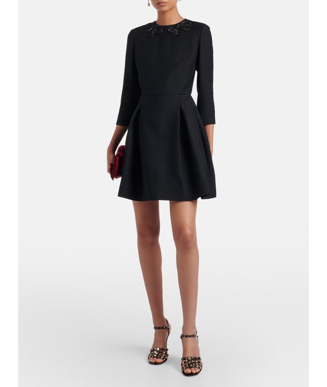 VALENTINO Черное шерстяное повседневное платье, фото 2